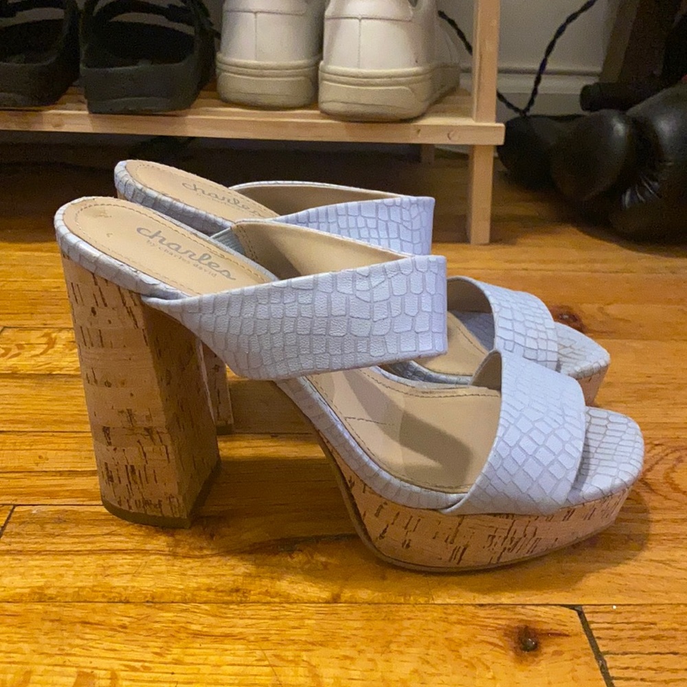 Baby blue Charles David double strap heels